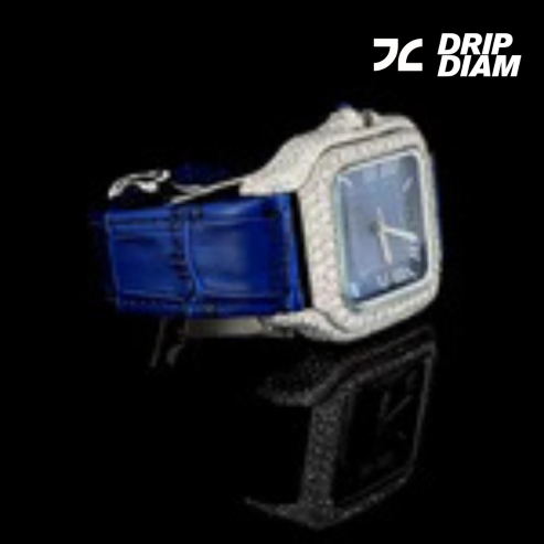 Sapphire Luxe Automatic with Diamond Halo & Blue Alligator Strap By CrownIce