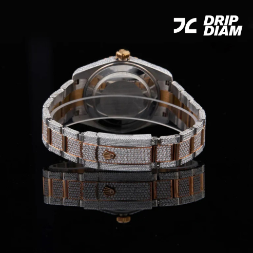 Timeless Sparkle Full Diamond Timepiece with Rose Gold Accents By CrownIce