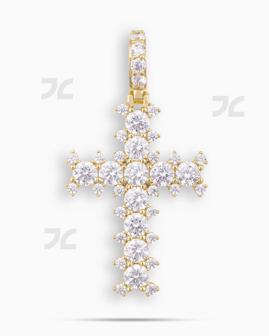 Studded Cross Pendant Gold
