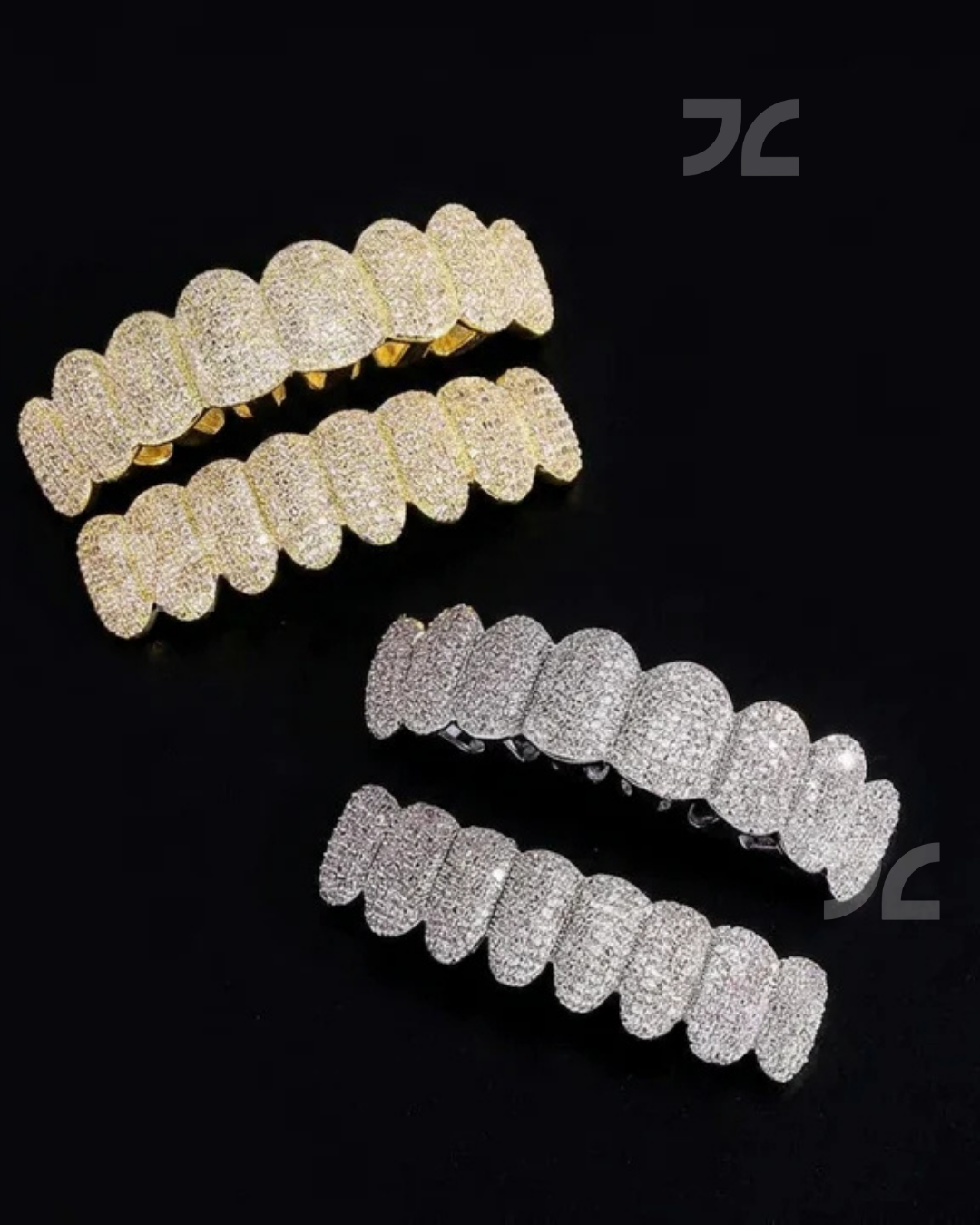 Silver Iced Out Grillz Moissanite Diamond Hip Hop Teeth Caps