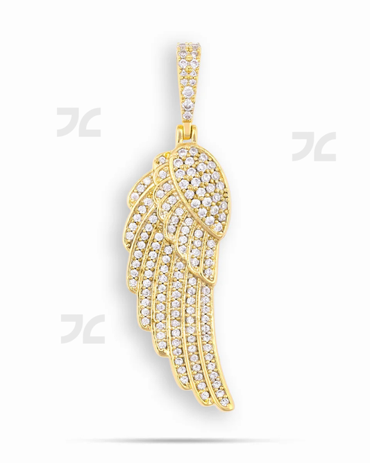 Iced Angel Wing Pendant Gold