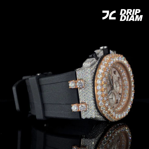 Royal Torque Fully Iced Chrono with Black & Gold Swagger By CrownIce