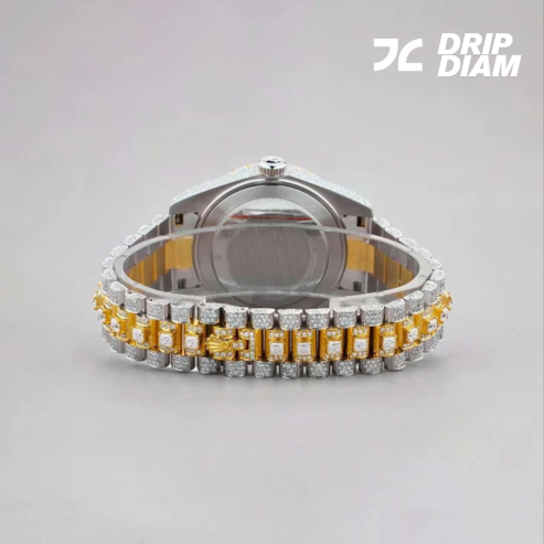 Emerald Empire Two-Tone Diamond Timepiece with Green Majesty By CrownIce