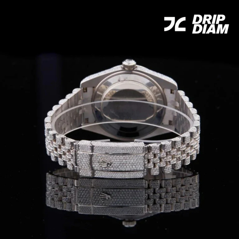 Midnight Frost Iced-Out Elegance with Deep Blue Dial By CrownIce