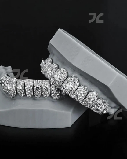 Silver Iced Out Grillz 925 Silver Custom Moissanite Diamond Hip Hop Teeth