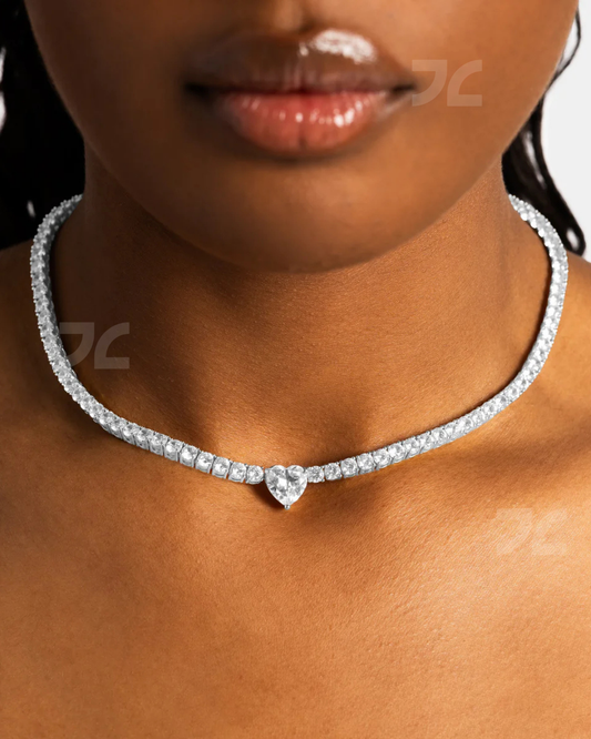 3mm Heart Centered Tennis Chain