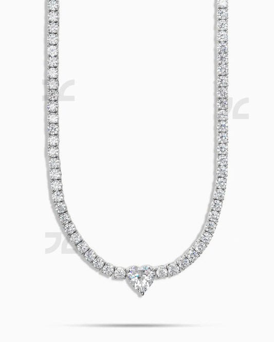 3mm Heart Centered Tennis Chain