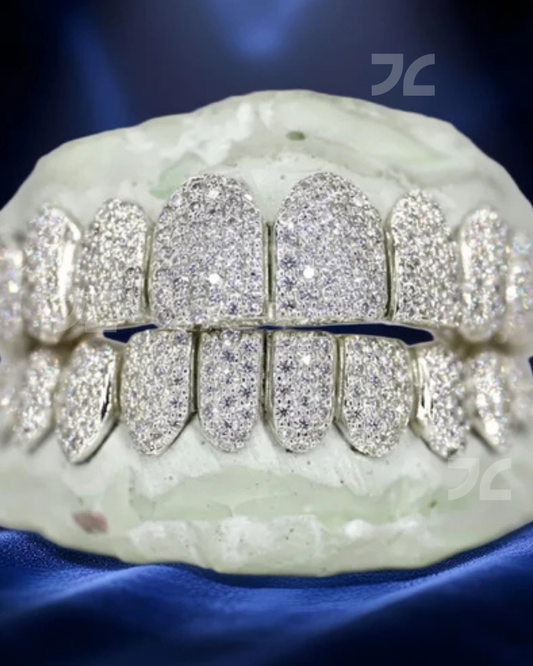 Silver Iced Out VVS Moissanite Diamond Custom Hip Hop Teeth Statement Jewelry