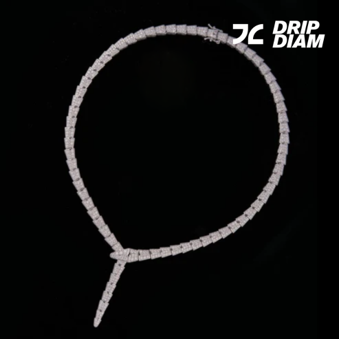 Custom 925 Sterling Silver Lab Grown Diamond Snake Shape Chain By Ivevar