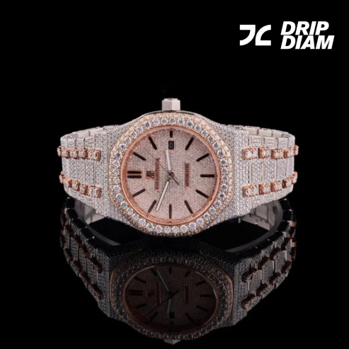 Frosted Rose Diamond-Encrusted Beauty in Soft Gold Tones By CrownIce