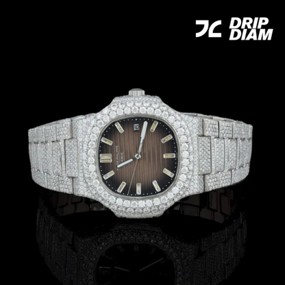 Mocha Frost Diamond-Encrusted Brilliance with a Chocolate Dial By CrownIce
