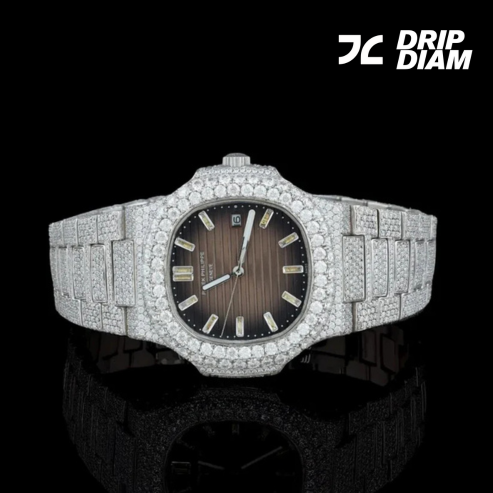 Mocha Frost Diamond-Encrusted Brilliance with a Chocolate Dial By CrownIce