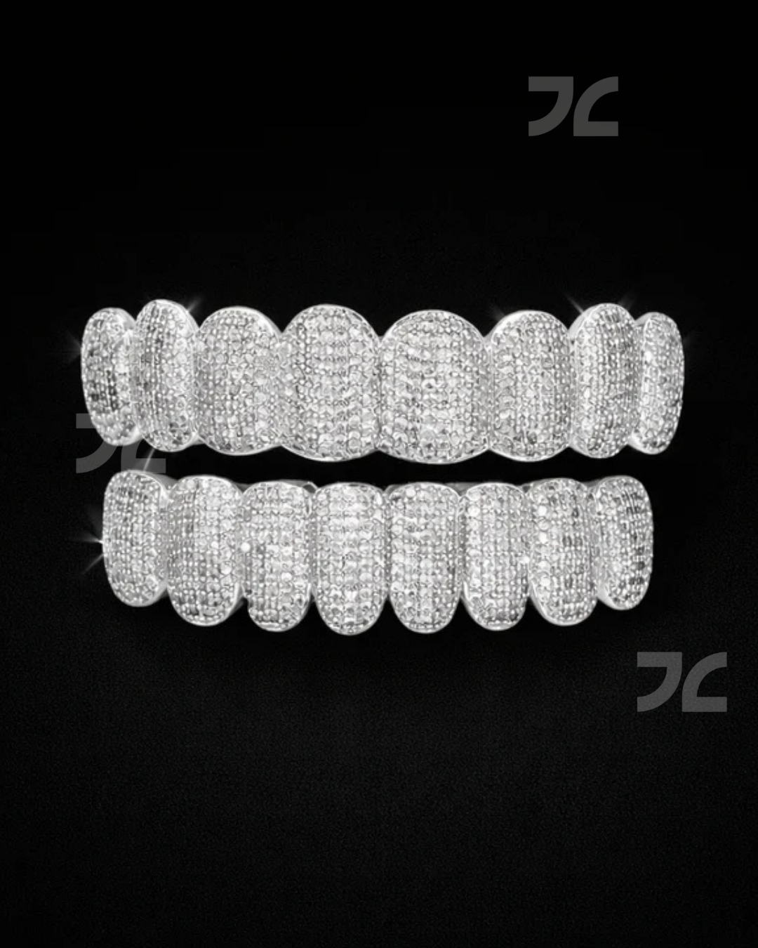 Silver Iced Out Grillz Moissanite Diamond Hip Hop Teeth Caps