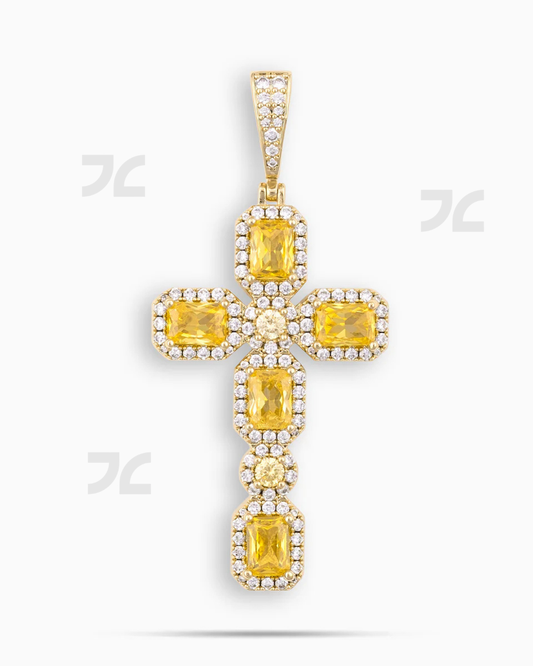 Canary Cluster Cross Pendant Gold
