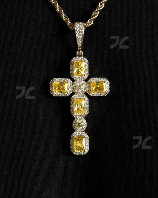 Canary Cluster Cross Pendant Gold