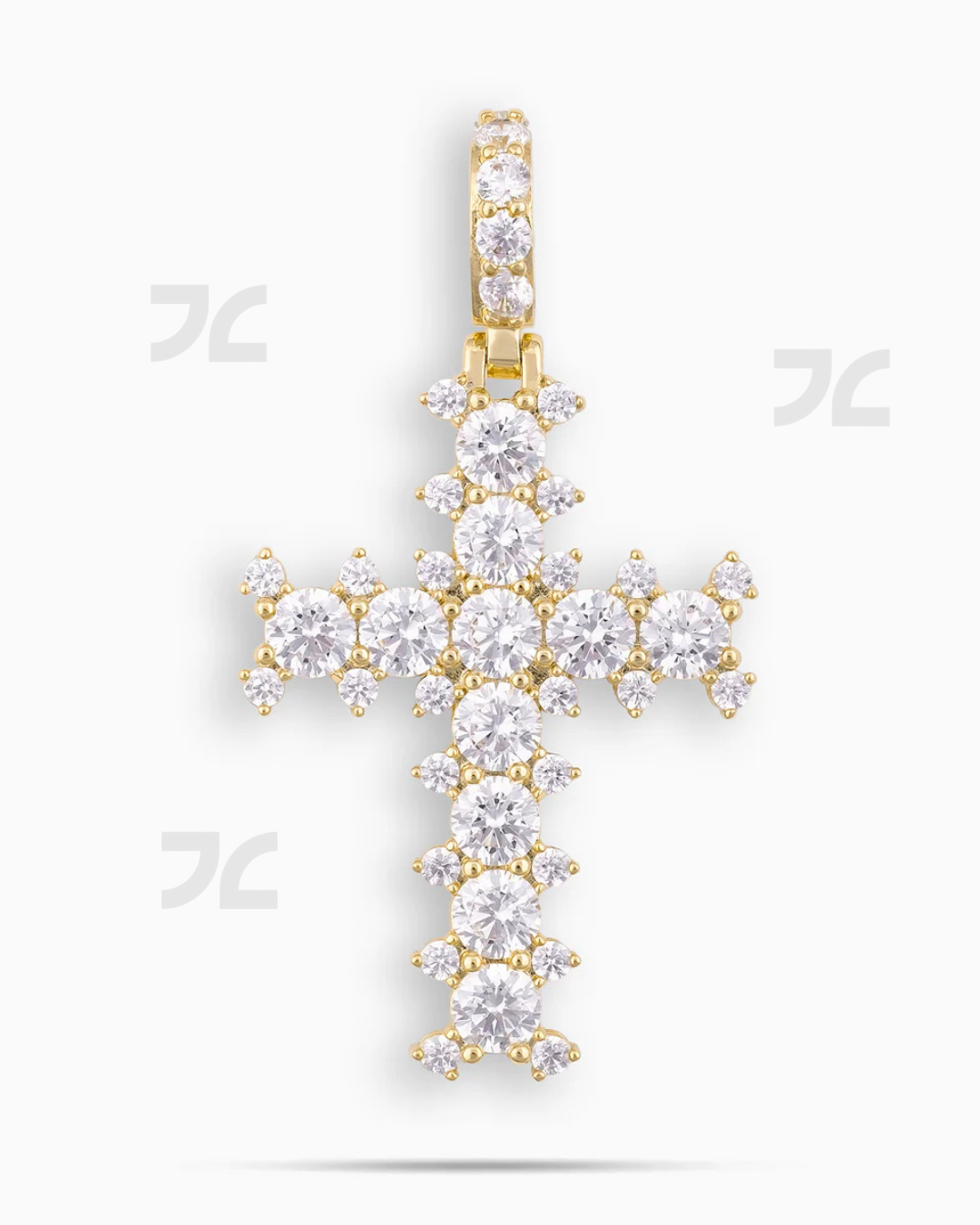 Studded Cross Pendant Gold