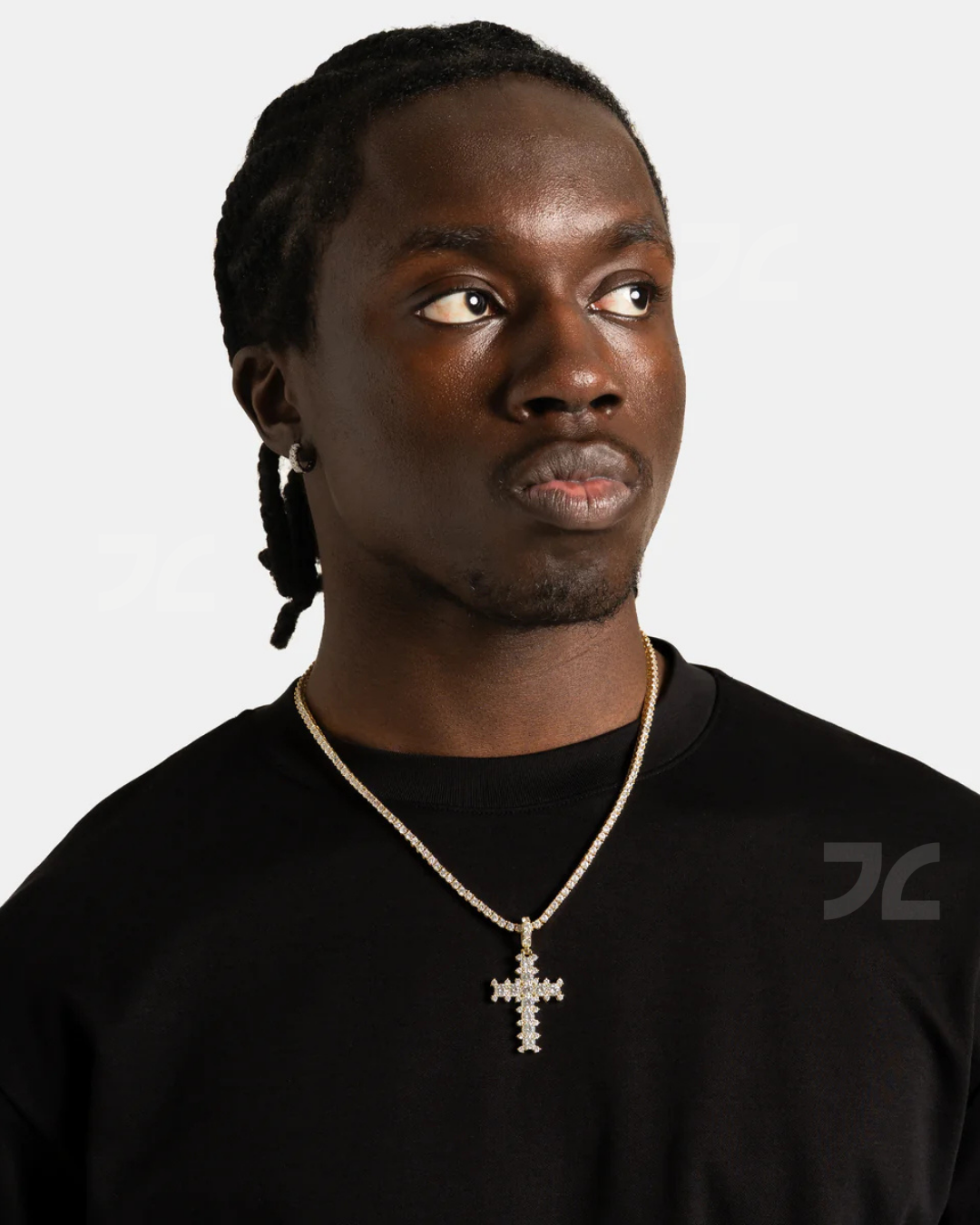 Studded Cross Pendant Gold