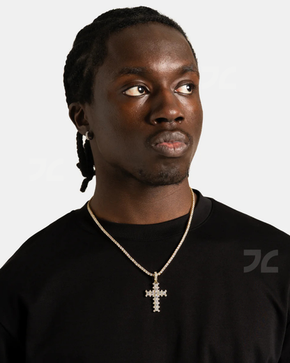 Studded Cross Pendant Gold