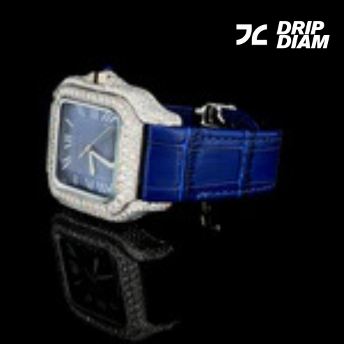 Sapphire Luxe Automatic with Diamond Halo & Blue Alligator Strap By CrownIce