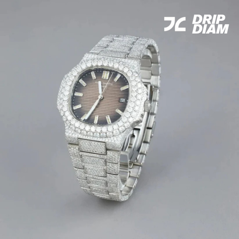Mocha Frost Diamond-Encrusted Brilliance with a Chocolate Dial By CrownIce