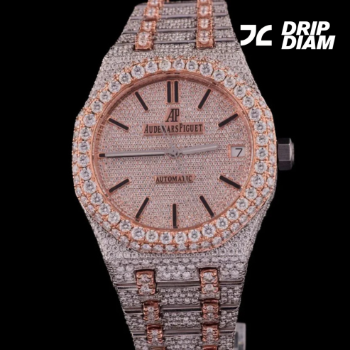 Frosted Rose Diamond-Encrusted Beauty in Soft Gold Tones By CrownIce