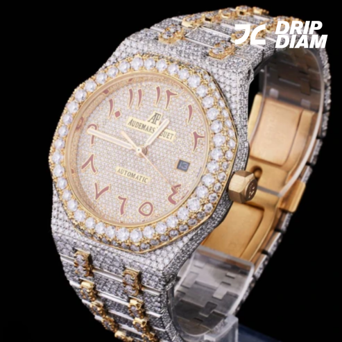 Bling Diamond Watch for Men IVEVAR Full Iced Out Moissanite Diamond Watch