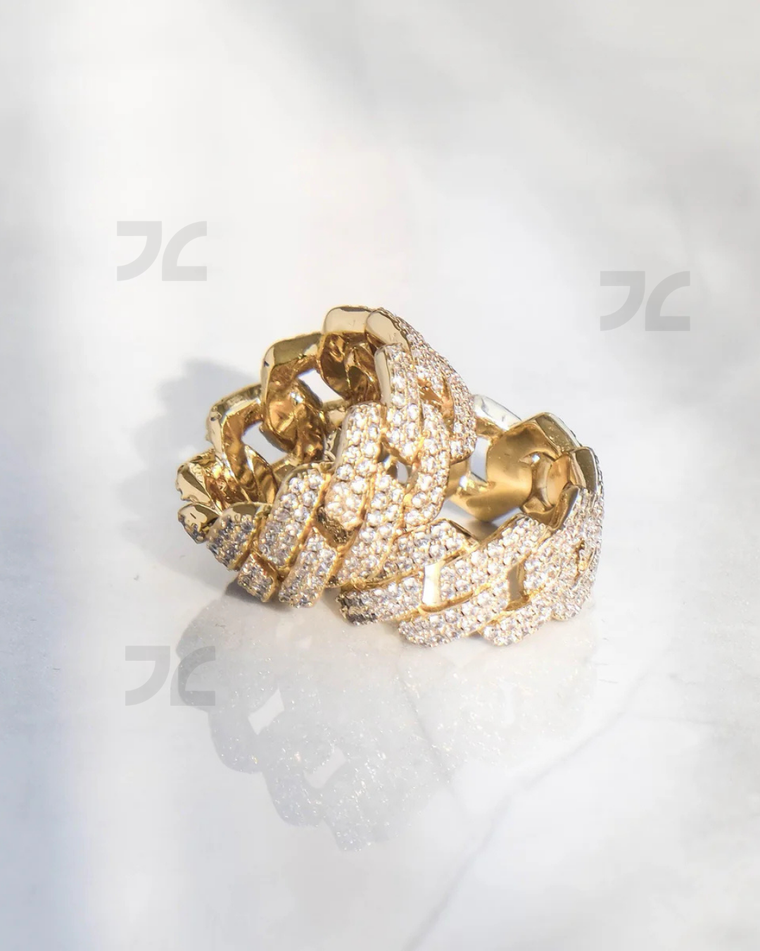 Prong Cuban Ring Gold