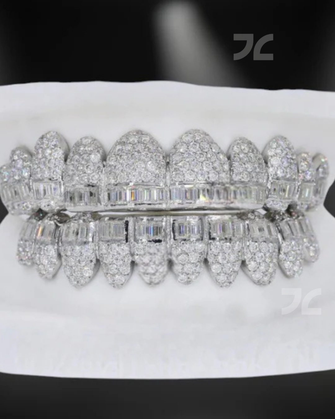 Iced Out Grillz Set Moissanite Diamond Look 925 Silver Teeth Jewelry