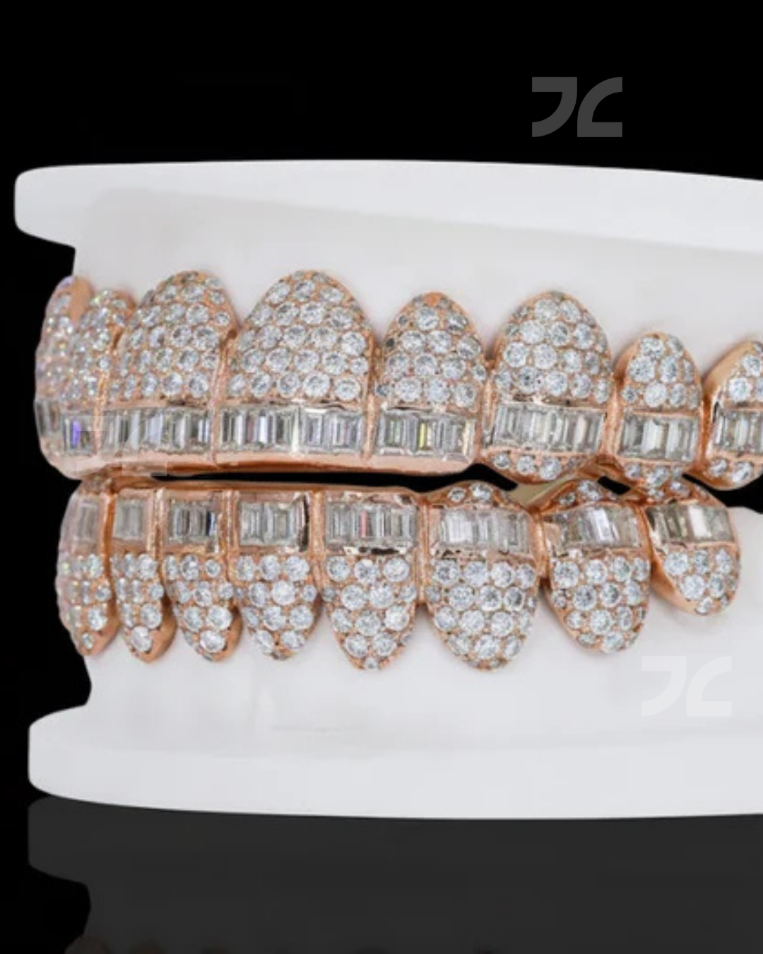 Iced Out Grillz Set Moissanite Diamond Look 925 Silver Teeth Jewelry