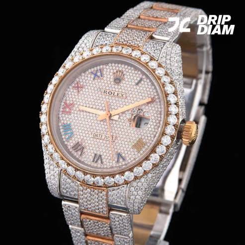 Timeless Sparkle Full Diamond Timepiece with Rose Gold Accents By CrownIce