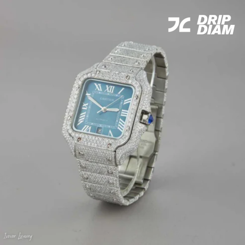 Baguette-Cut Moissanite Men's Watch - Sophisticated Diamond Timepiece by Ivevar