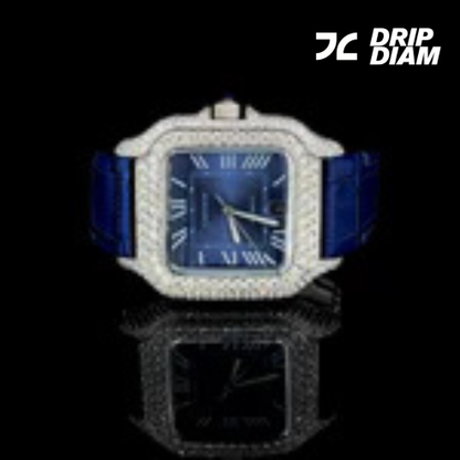 Sapphire Luxe Automatic with Diamond Halo & Blue Alligator Strap By CrownIce