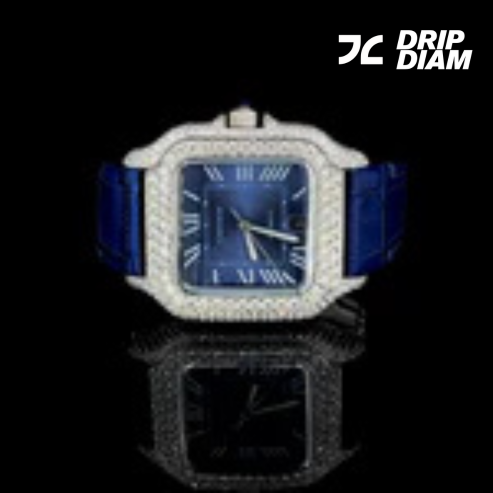 Sapphire Luxe Automatic with Diamond Halo & Blue Alligator Strap By CrownIce