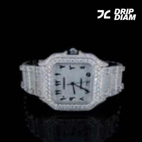 Frozen Elegance - Fully Iced-Out Diamond Timepiece with Arabic Dial By CrownIce