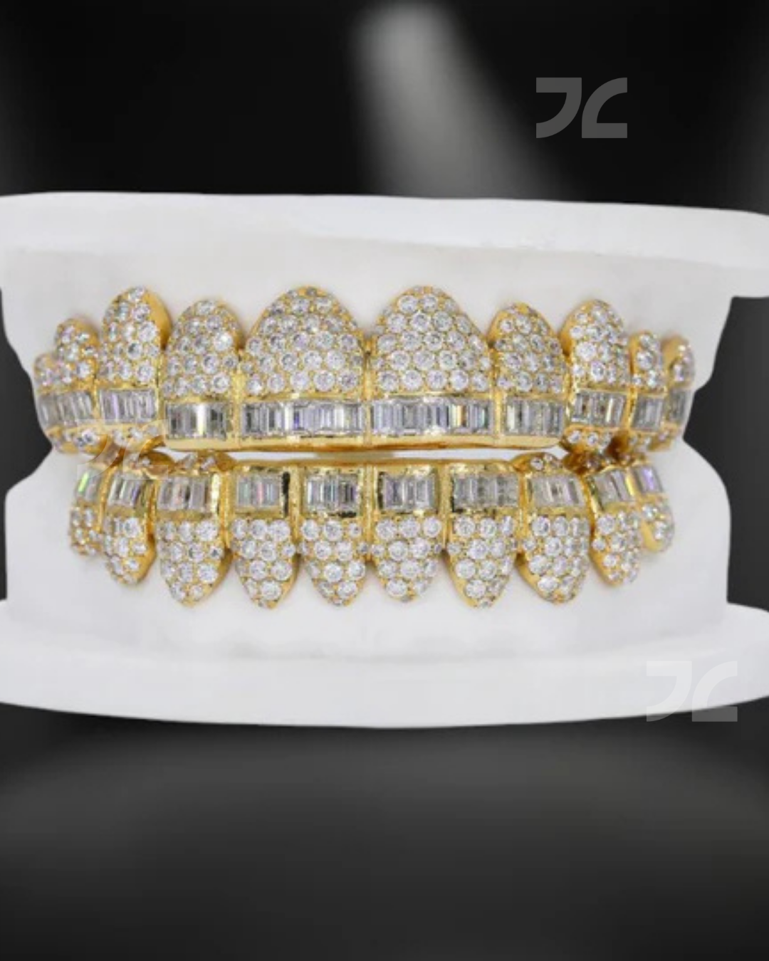Iced Out Grillz Set Moissanite Diamond Look 925 Silver Teeth Jewelry