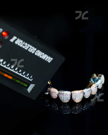 Iced Out Grillz Set Silver Moissanite Diamond Custom HipHop Teeth 925 Silver