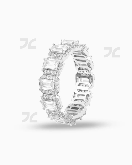 Emerald Band Ring White Gold