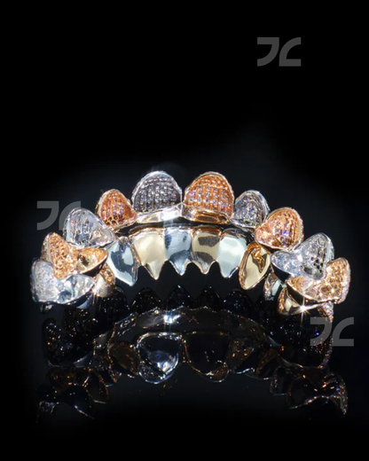 Iced Out Grillz Set Silver Moissanite Diamond Custom HipHop Teeth 925 Silver