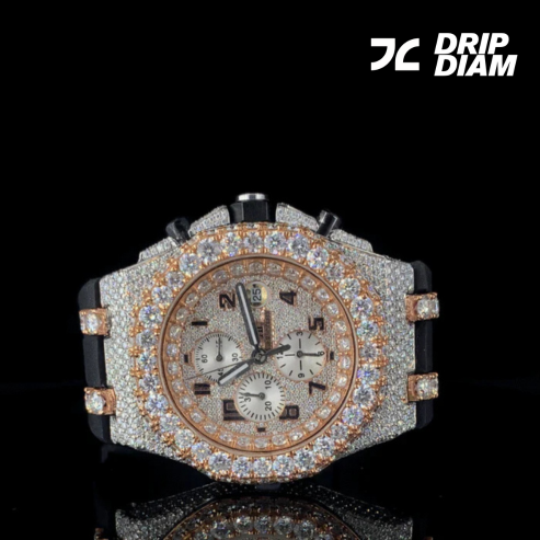 Royal Torque Fully Iced Chrono with Black & Gold Swagger By CrownIce