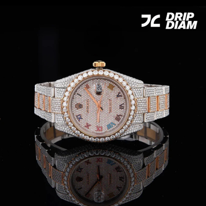 Timeless Sparkle Full Diamond Timepiece with Rose Gold Accents By CrownIce