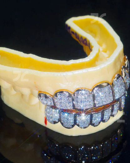 Iced Out Moissanite Diamond Grillz Set Hip Hop Bling Custom Style Party Wear Gift