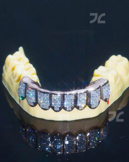 Iced Out Moissanite Diamond Grillz Set Hip Hop Bling Custom Style Party Wear Gift