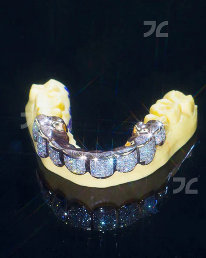 Iced Out Moissanite Diamond Grillz Set Hip Hop Bling Custom Style Party Wear Gift