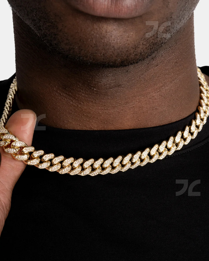 12mm Iced Cuban Chain Gold