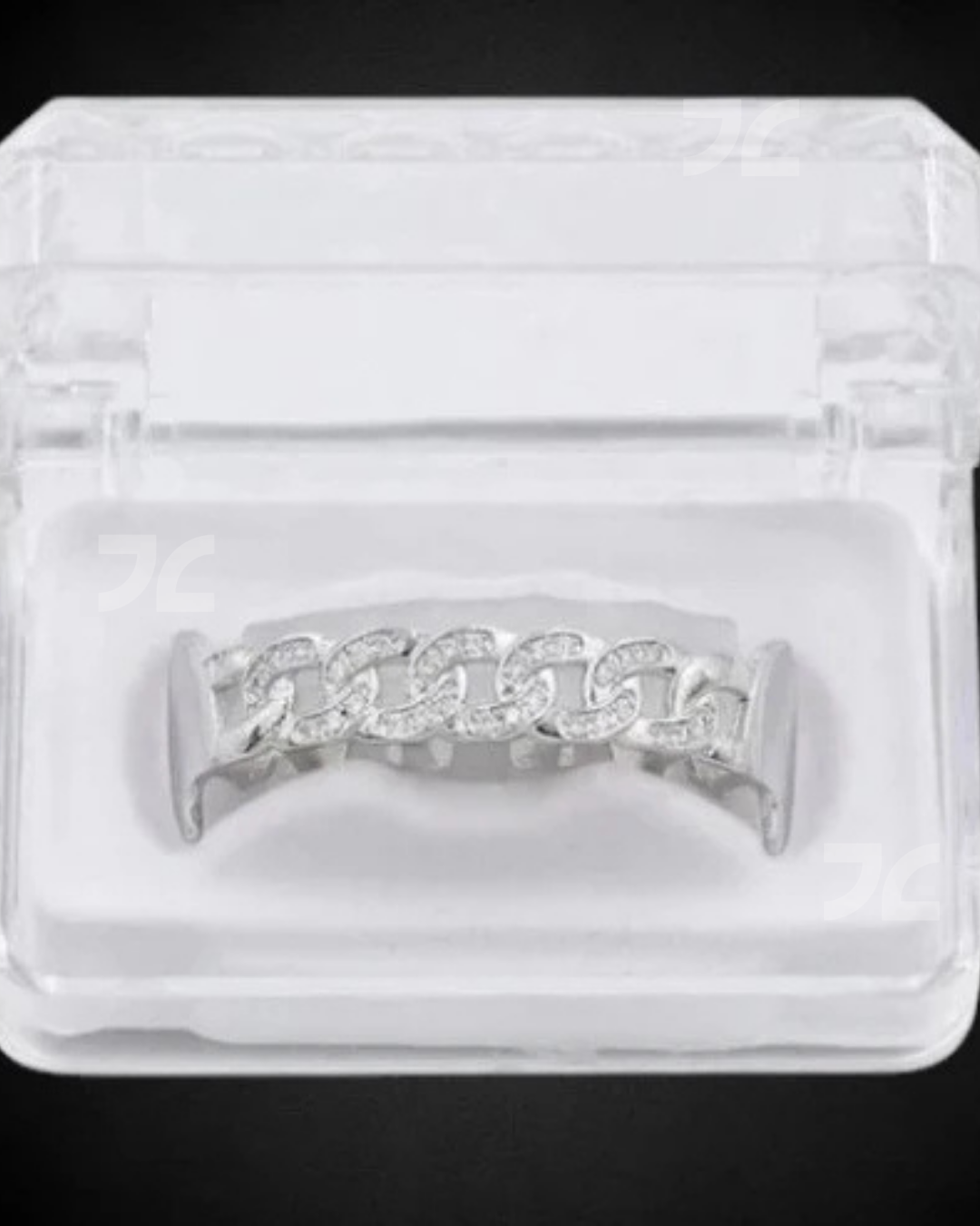 Silver Cuban Chain Design VVS Moissanite Diamond Grillz