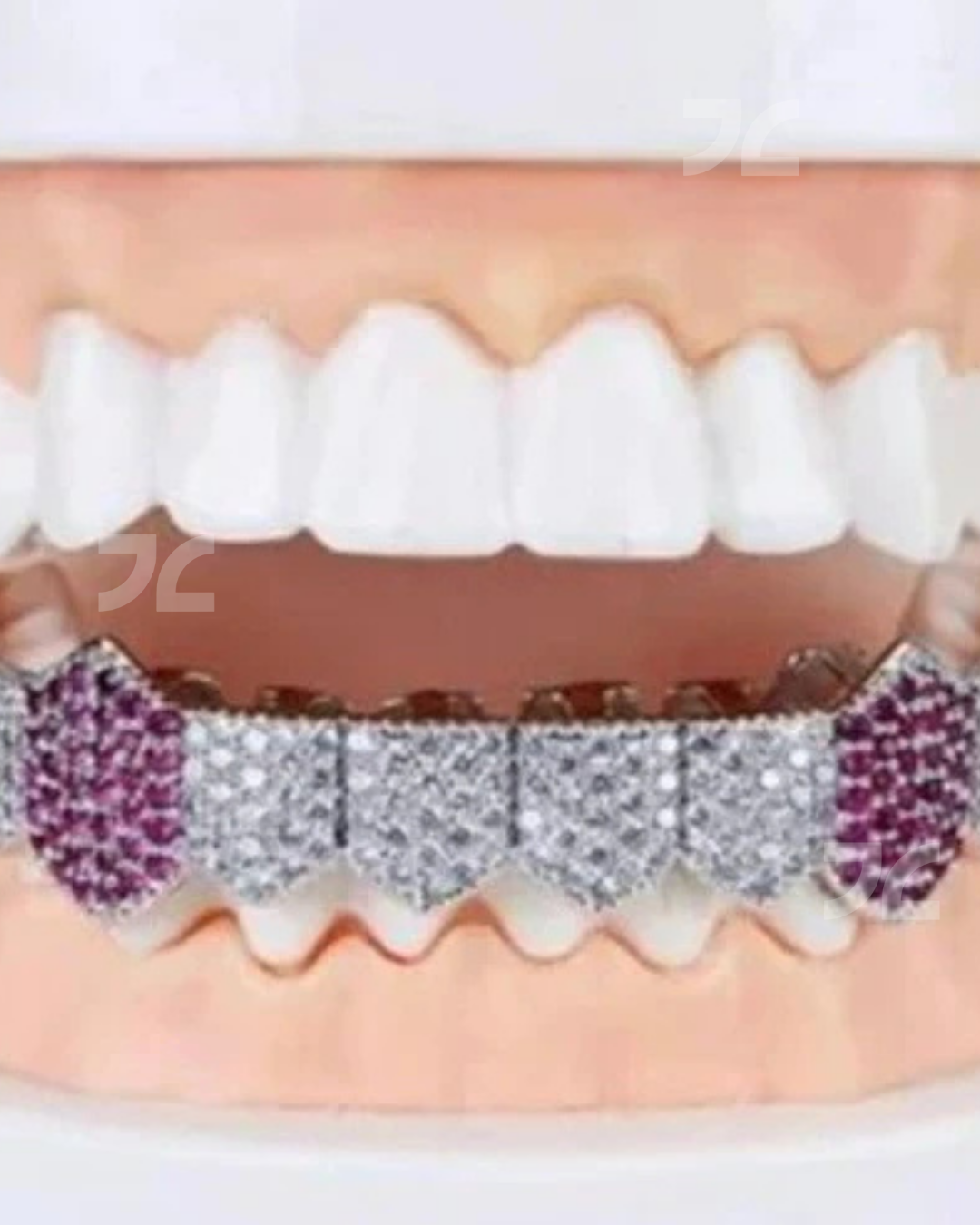 925 Sterling Silver VVS Red Moissanite Diamond Grillz