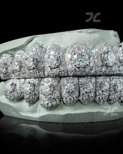 Silver Iced Out Grillz 925 Silver Custom Moissanite Diamond Hip Hop Teeth